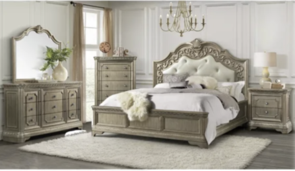 beige antique bedroom set