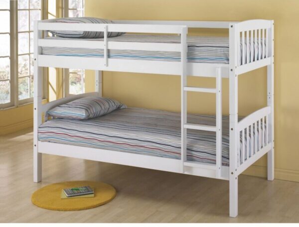 white twin over twin bunk bed