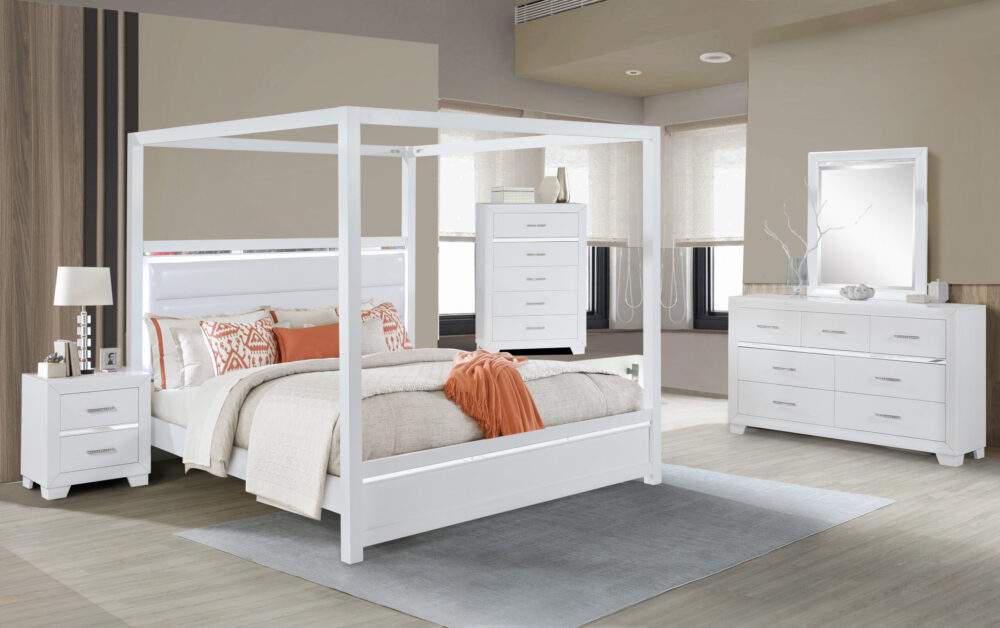 white canopy bedroom set