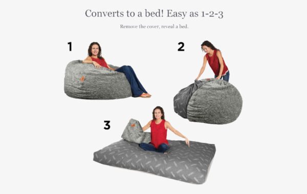 Nest Gray Bean Bag Chair With A Full Size Bed Inside