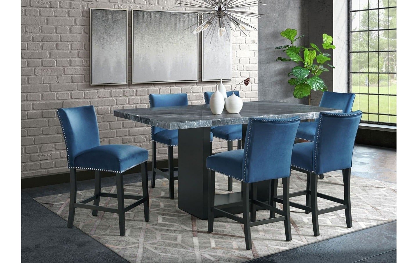 Beckley Blue Dining Room Set - The Furniture Depots