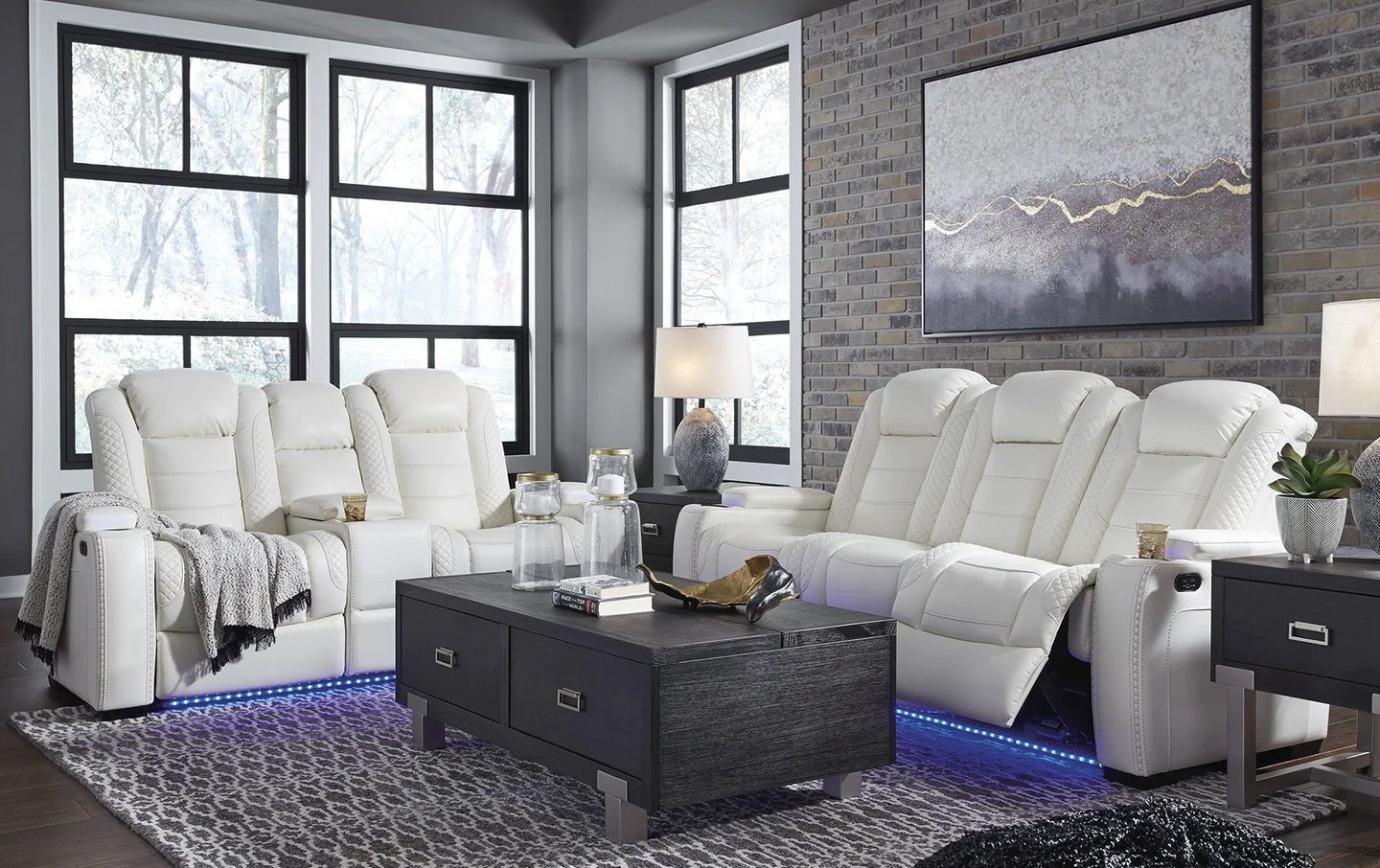 Transformer White Power Reclining Living Room Set