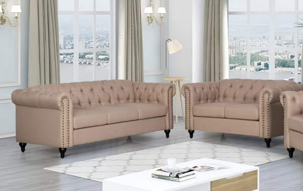 Aurelia Beige Linen Living Room Set Lifestyle