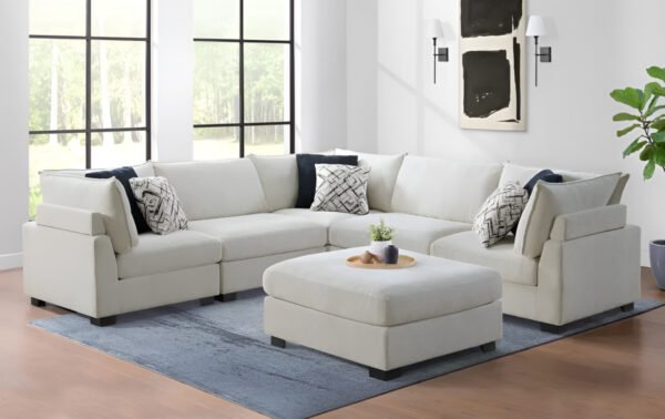 Ivory 5 Piece Sectional lifestyle 2