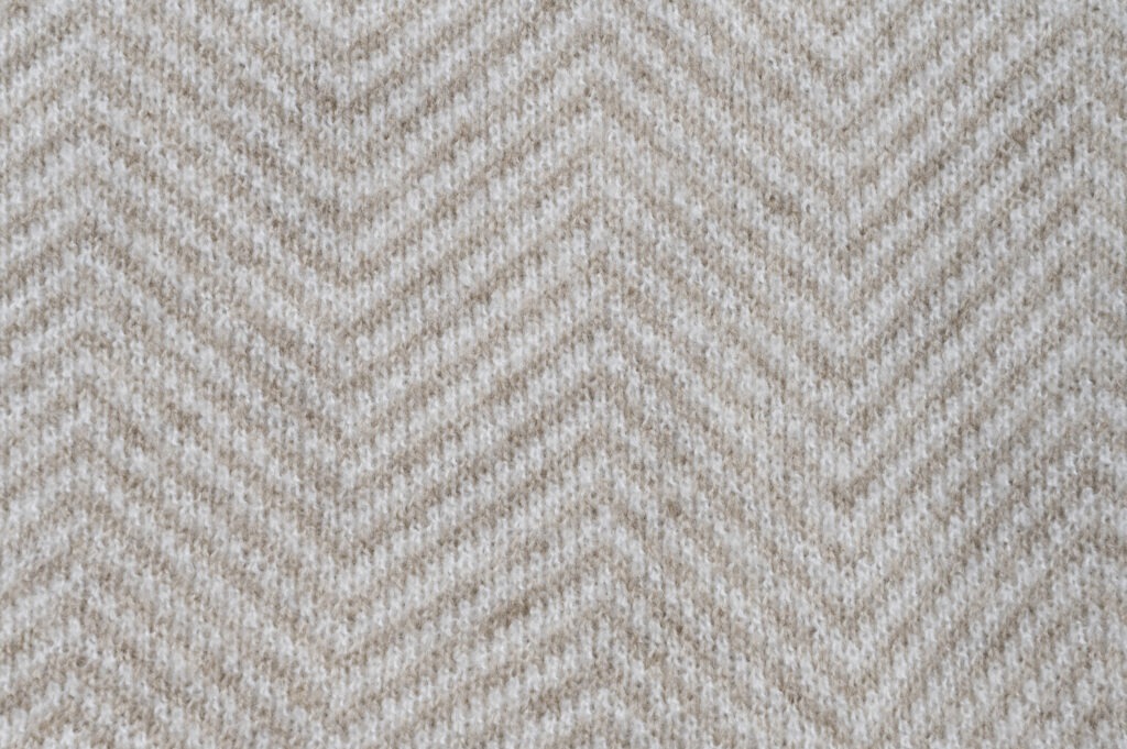 Close up of patterned wool upholstery fabric