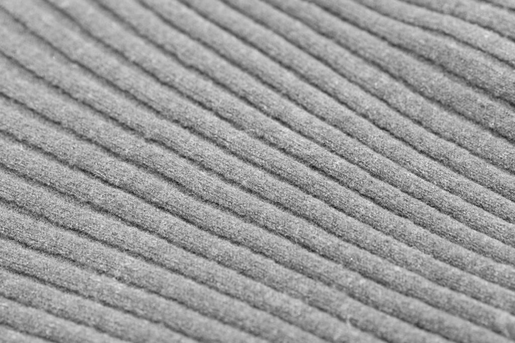 Close up of ridged microfiber upholstery fabric