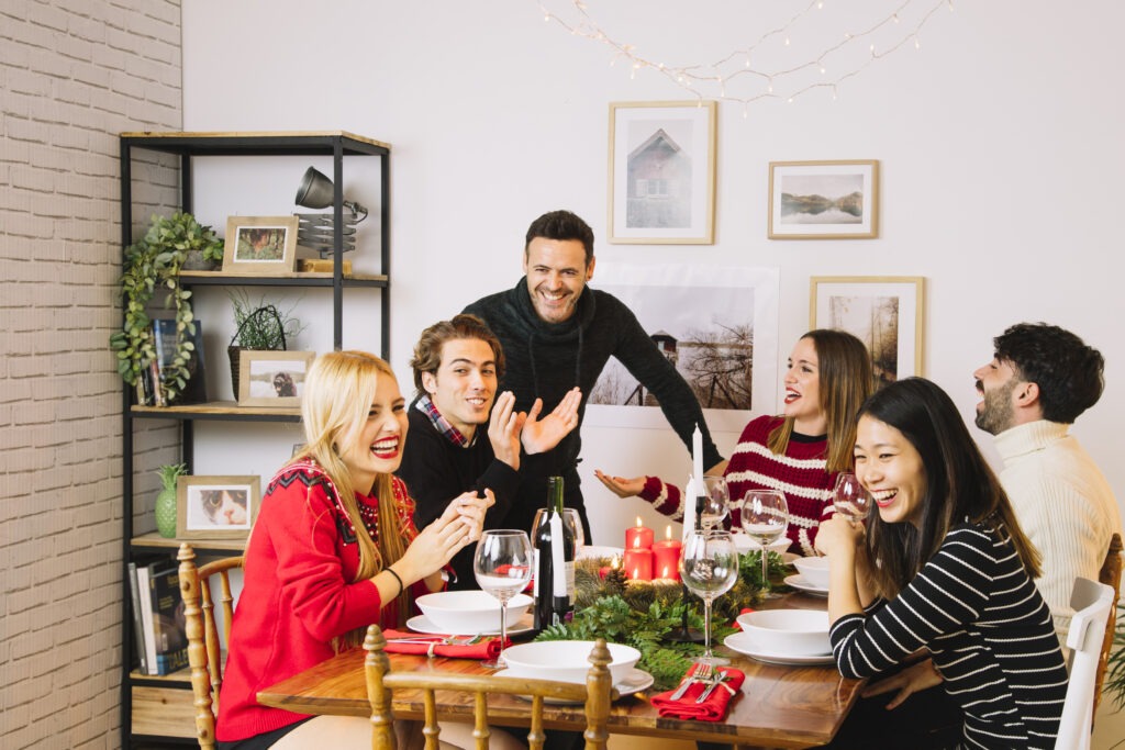 Hosting dinner party in a dining room