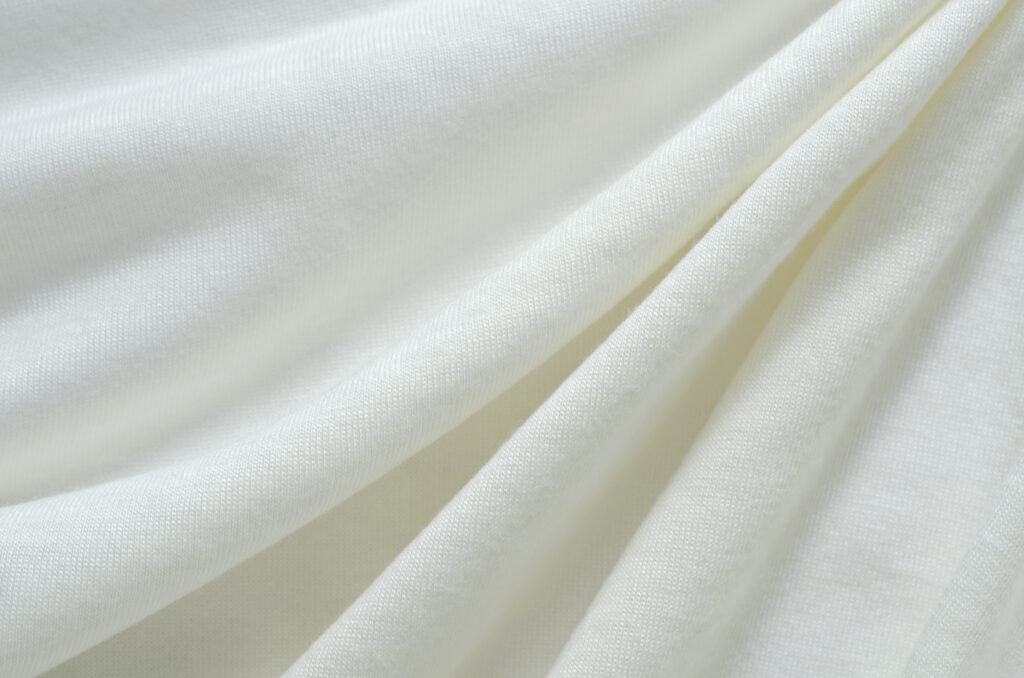 Close up of crumpled natural white cotton after upholstery cleaning