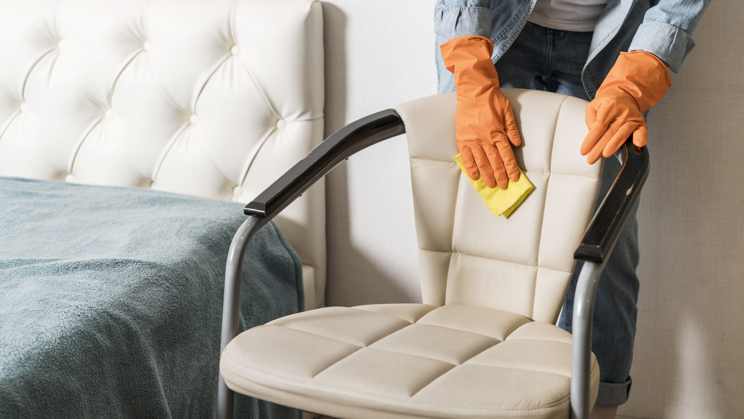 cleaning stains from an upholstered chair