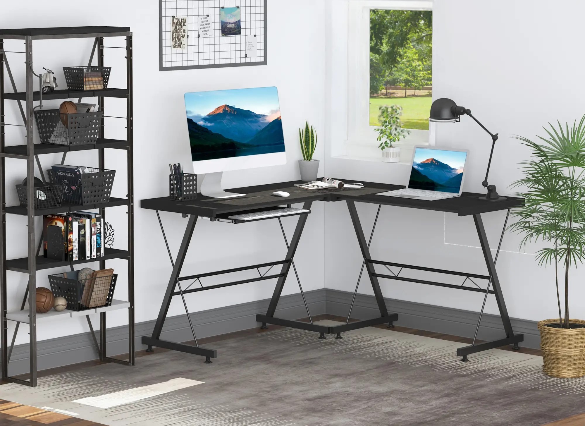 modular furniture in a multifunctional home office space