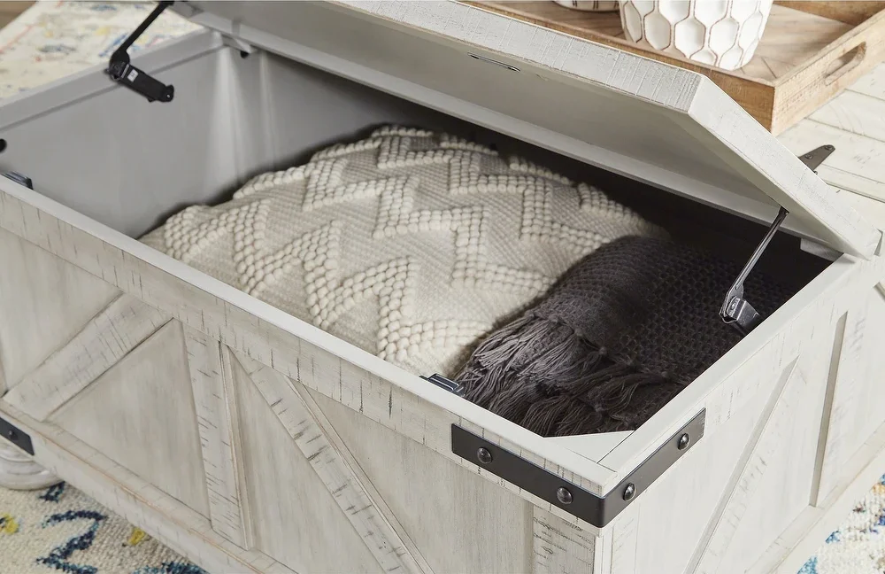 seasonal accessories in hidden storage area