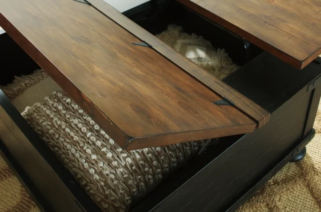 hidden storage inside coffee table