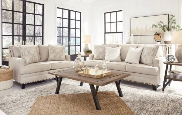 living room with a modern farmhouse aesthetic
