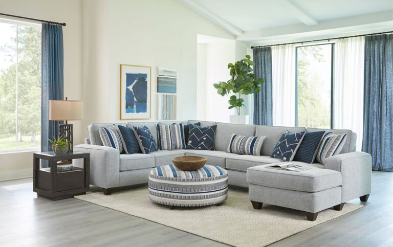 Large U-shaped sectional sofa in an open living room