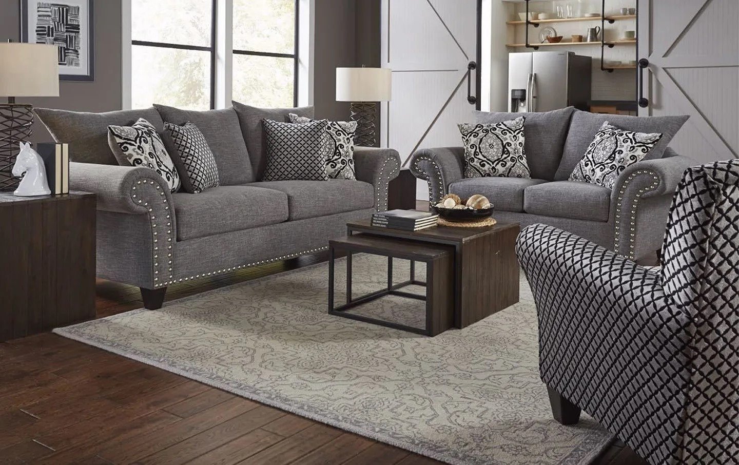 A luxurious living room with a formal sofa set