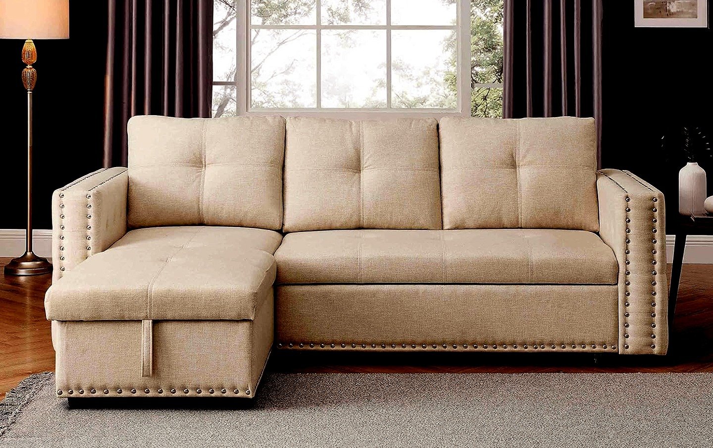 Small sectional with hollow storage capacity