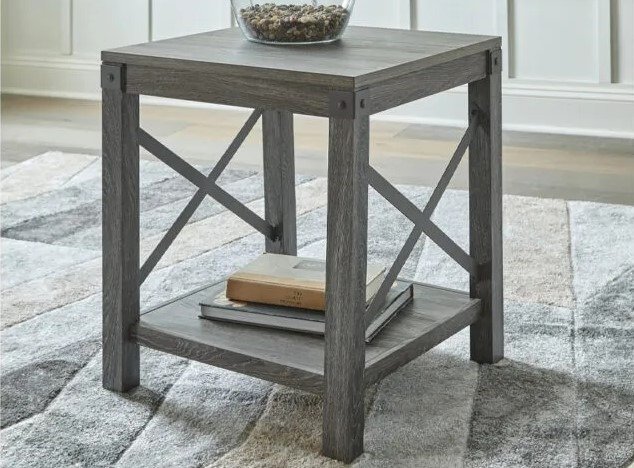 Rustic end table for cozy reading nook